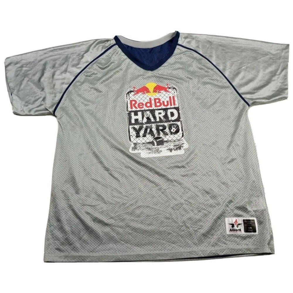 Red Bull football Men Blue & Gray Reversible practice Jersey L/ XL ALLESON 80's